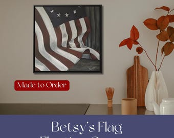 Lienzo flotante con la bandera estadounidense: arte patriótico para la pared del hogar o la oficina