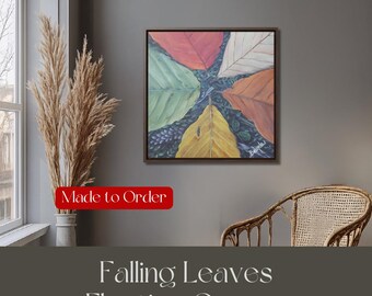 Lienzo decorativo de hojas de otoño: decoración rústica de granja