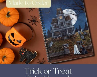 Trick or Treat-spiraaldagboek: vintage Halloween-briefpapier, herfstcadeau