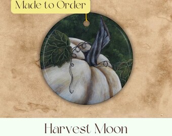 Adorno rústico de calabaza de cerámica: decoración otoñal de doble cara