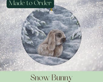 Adorno de conejo de cerámica: decoración navideña de doble cara