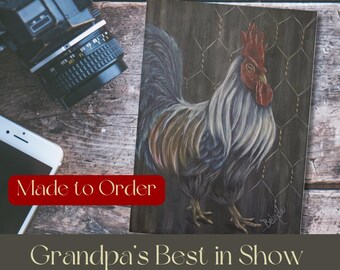 Diario de tapa dura con diseño de gallo rústico: cuaderno de escritura de estilo rústico