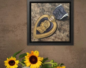 Lienzo de Corazón Púrpura: Decoración de pared patriótica militar