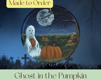 Adornos de cerámica de fantasma en calabaza, impresión a doble cara (1 pieza, 3 piezas, 5 piezas, 10 piezas), decoración para el hogar, Halloween y otoño, adornos navideños.