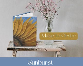 Diario de girasol personalizado: cuaderno rayado con flores amarillas