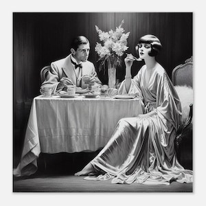 Art Deco Wall Art &quot;Breakfast of Champions&quot; Printed on Thin Canvas. Tongue in cheek, so to speak. For your home, office, gift.
