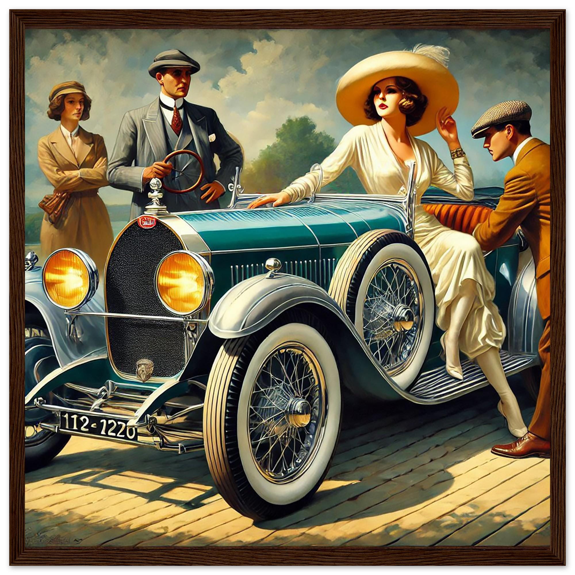 Arts Décoratifs des Années 20 Scène de voiture Art déco « Je peux tout expliquer » des années