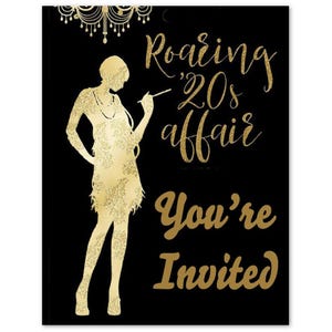 invito festa anni ruggenti "Roaring 20s Affair" 10 inviti vuoti all'interno con buste 4,25" x 5,5" invito art deco anni ruggenti