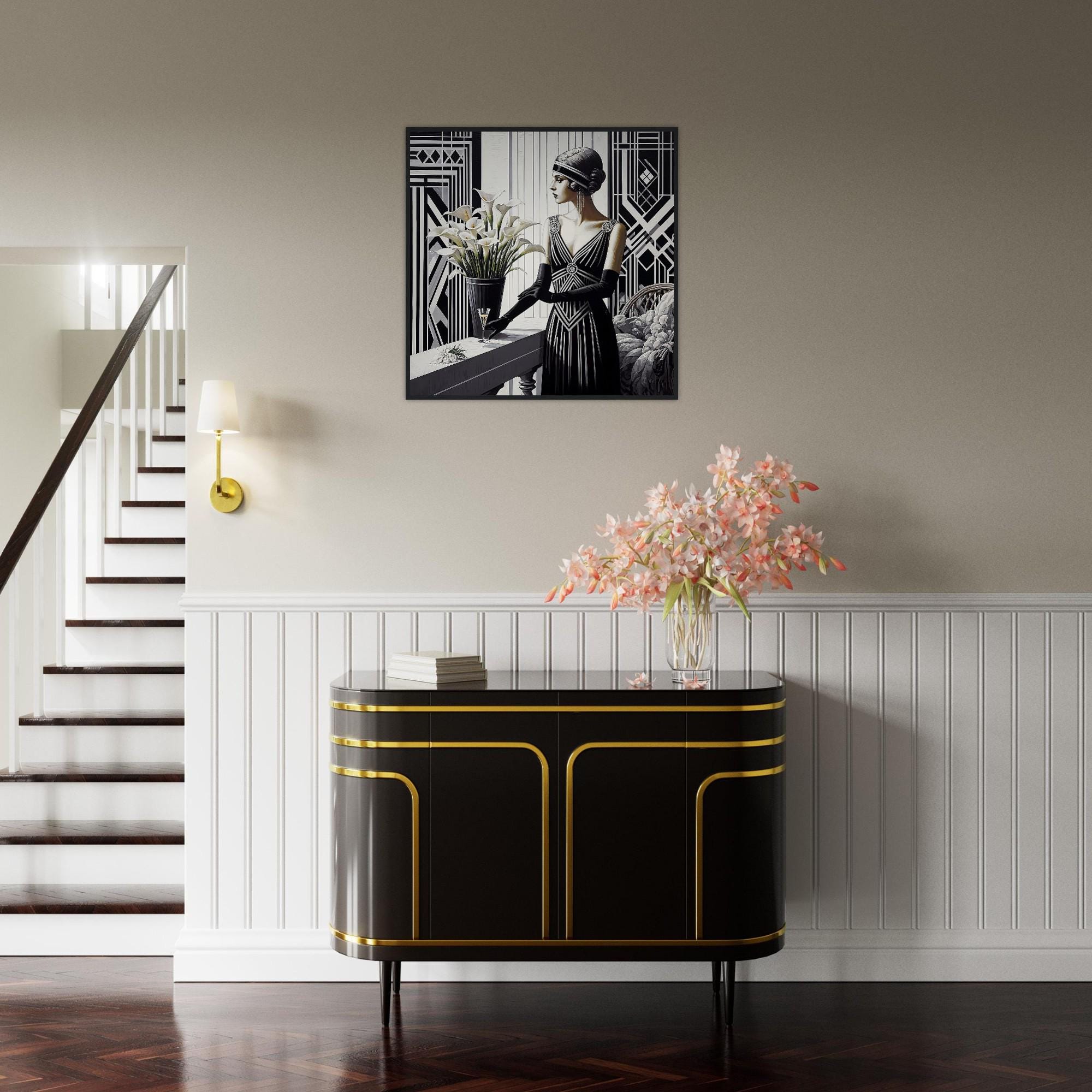 Art Deco Lady Poster - Geometric Flapper Print, Framed Wall Art - Etsy