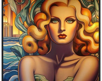 Art Deco "Blonde Mural Detail" Woman  Framed
