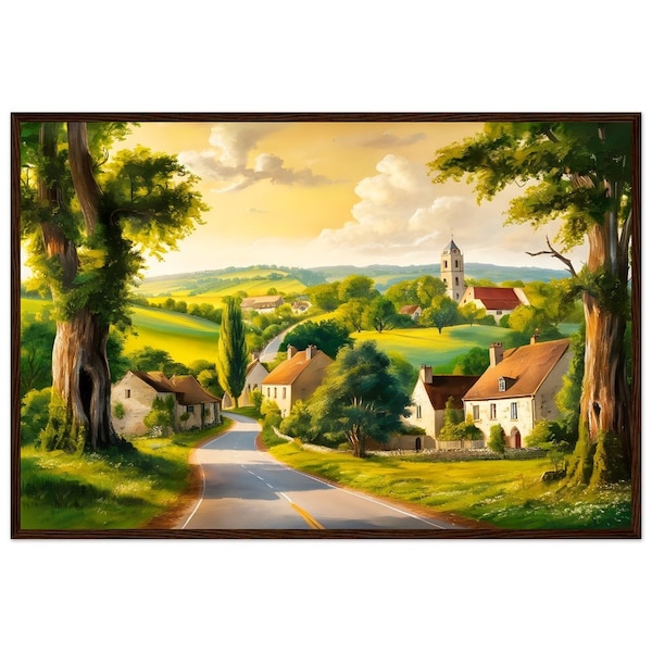 landscape wall art "Charming French Countryside " Classic Matte Paper Wooden Framed Print | wall art landscape