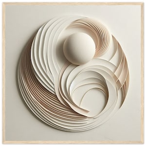 Arte murale moderna "Scultura in crema", carta opaca classica con cornice in legno (NOTA: non è una stampa 3D, non è in rilievo, è una stampa piatta e liscia con cornice).