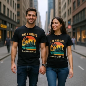 Retro Los Angeles tee Unisex T-shirt | Gildan® 5000 Black, sizes to 5XL t shirts