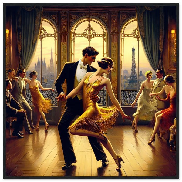 Art Deco Framed Print – 'Roaring Dancers' Vintage Wall Art