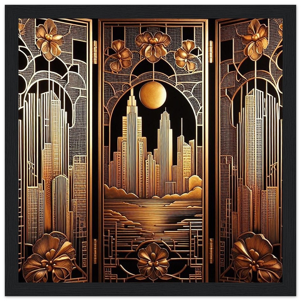 Art Deco deco Screen Detail Printed on Classic Matte Paper Framed in ...