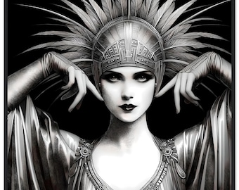 Art Deco Diva gerahmtes Poster - Ägypterin Premium Mattdruck