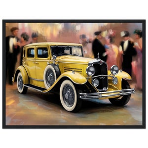 Art Deco Wall Art &quot;Art Deco Party Car&quot; Wooden Framed Print | deco wall art