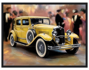 Art Deco Party Car Framed Print | 1920s Style Wall Art
