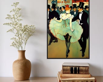 Belle Epoque Wall Art Toulouse-Lautrec Style "Moulin Dancer" Classic Matte Paper Wooden Framed Print & Poster toulouse lautrec print