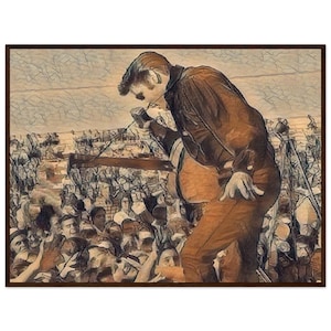 Elvis Wall Art "Elvis King of Rock 'n' Roll" disegno digitale Stampa e poster Premium Matt con cornice Poster di Elvis Presley