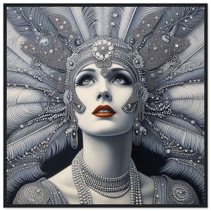 Art Deco Wall Art &quot;Glamorous&quot; Premium Matte Paper Wooden Framed Poster. This could be the centerpiece of your living space. Gift.