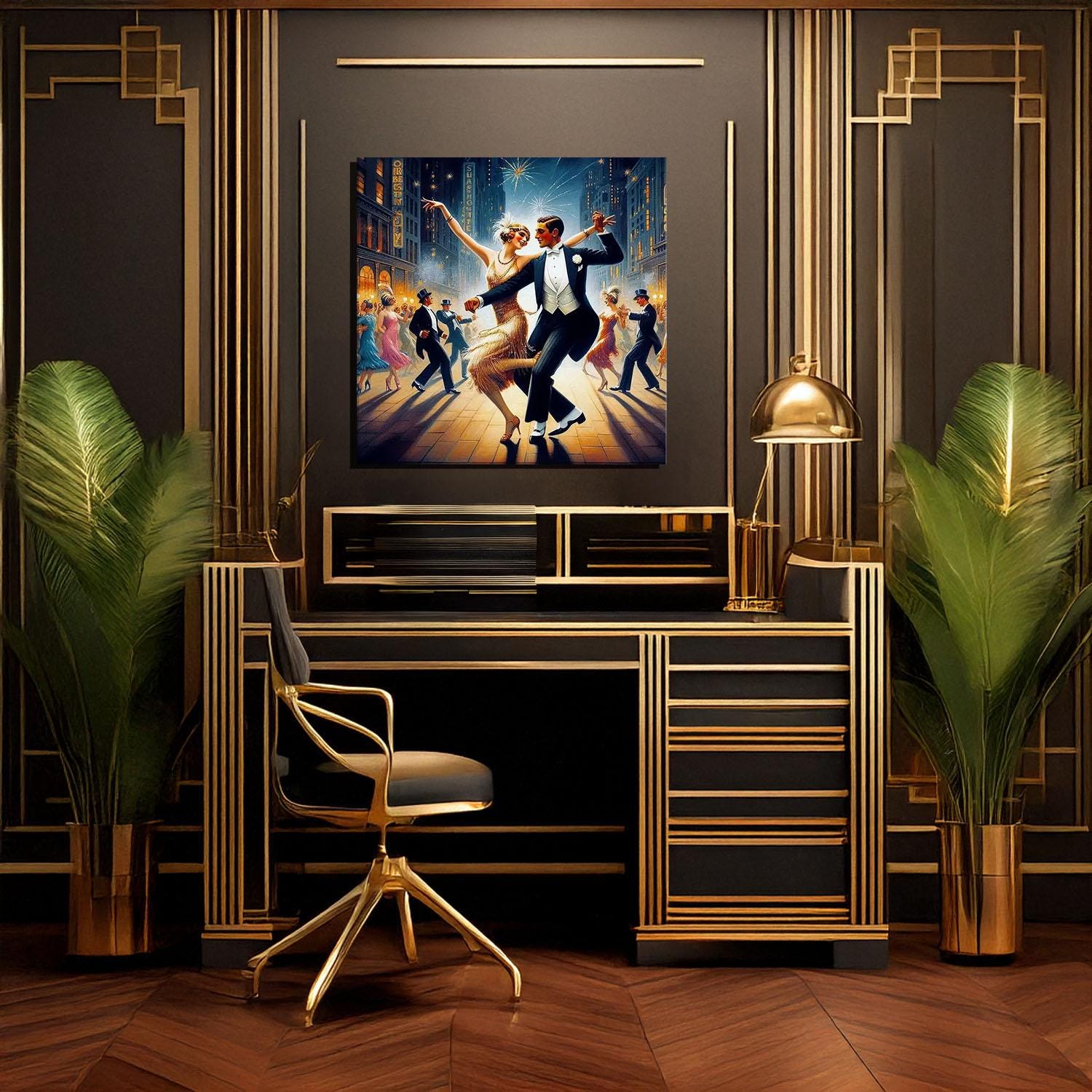1920s Dancing Couple Canvas Print, Vintage Art Deco Wall Art - Etsy