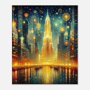 art deco wall art  &quot;Art Deco Chrysler Building&quot; on Slim Canvas art wall deco. Alternative view of an iconic Art Deco building.