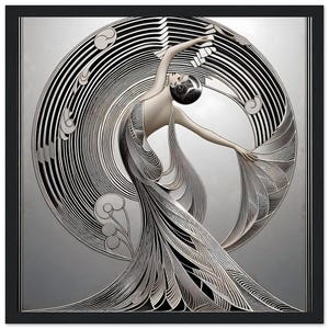 Quadro da parete Art Déco "Hollywood Glam" stampato su carta opaca classica con cornice in legno nero. Un regalo elegante per gli amanti dell'Art Déco.
