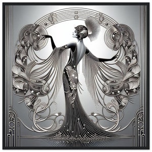 Art Deco Wall Art &quot;Hollywood Glamour&quot; printed on Classic Matte Paper framed in black. Home decor, wall decor Art Deco. (Not 3-D)