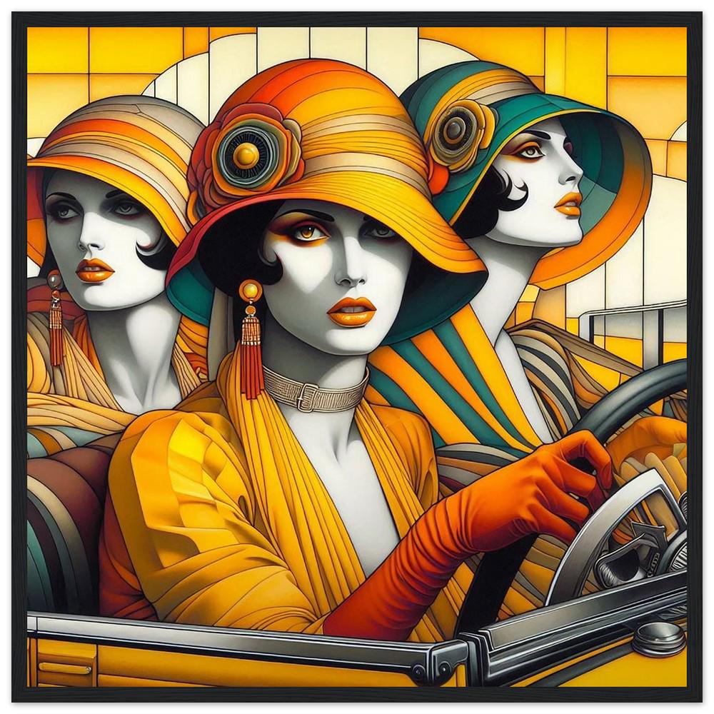 Art Deco Wall Art trio Printed on Premium Matte Paper Framed in Black ...