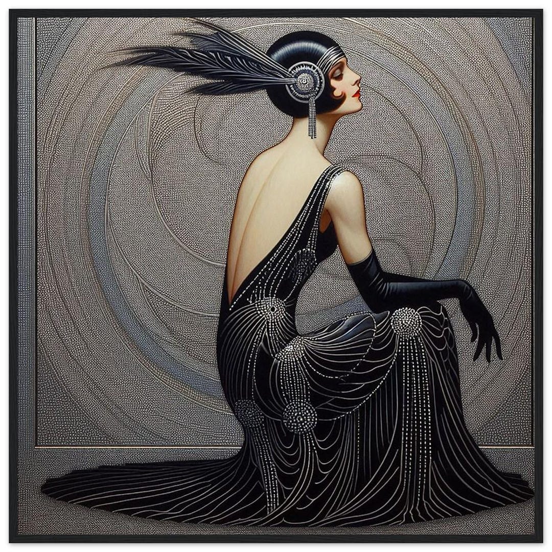 Art Deco Woman Print, "musing" Black Framed Matte Paper - Etsy