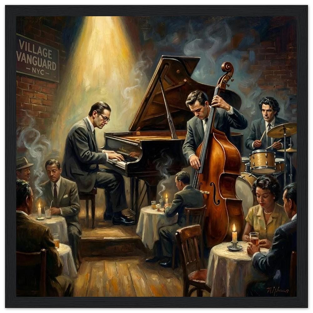 Bill Evans Trio Jazz Club Wall Art Print Vintage 1950s New York
