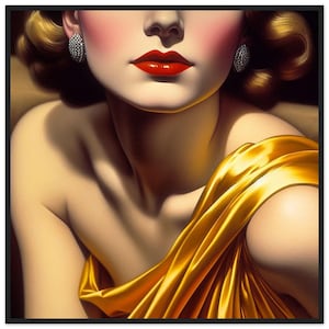 Arte murale Art Déco "Yellow Satin" stampata su carta opaca di alta qualità con cornice in legno nero. Avrebbe un impatto sull'arredamento minimalista o moderno.