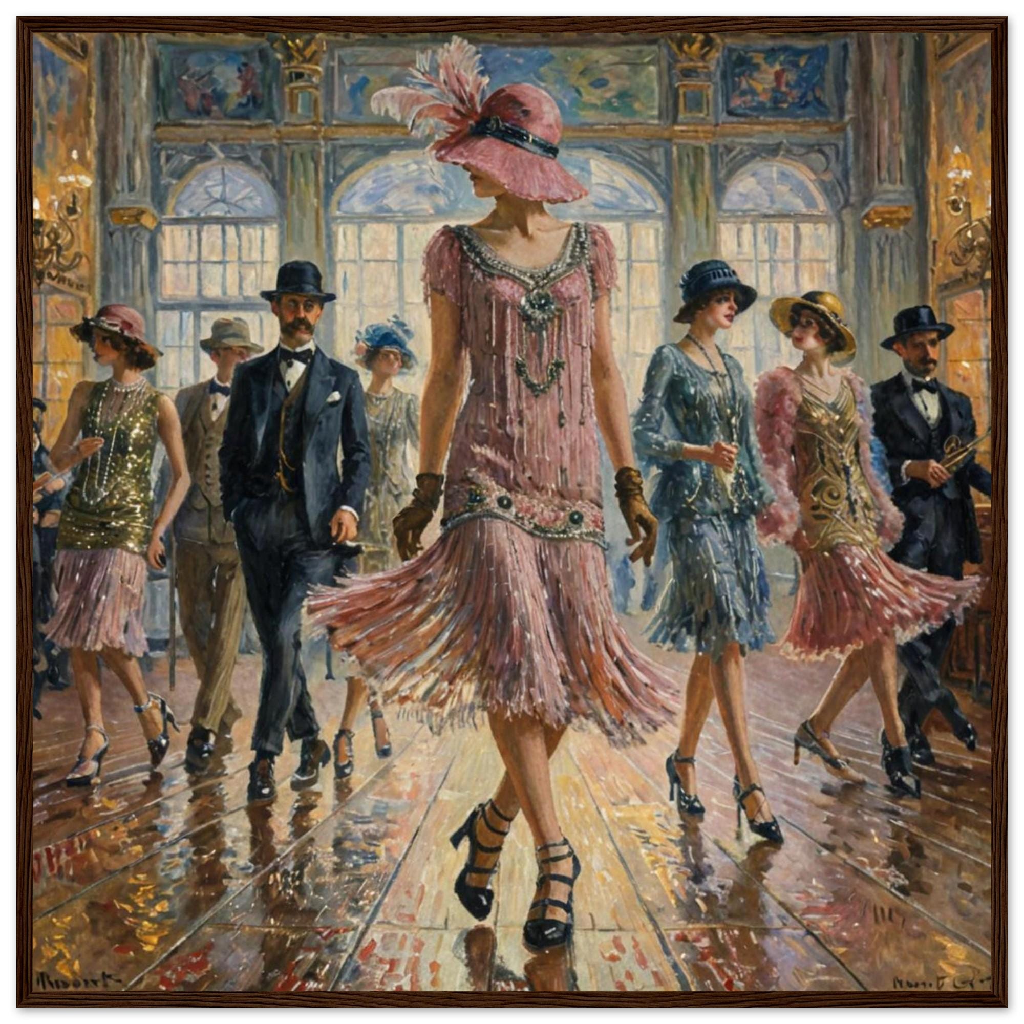 Wall Art Print "charleston Dance" Roaring 20s Flappers Vintage Wooden ...
