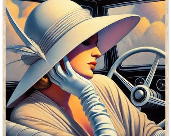 Art Deco Framed Poster 'In the Clouds' - Modern Wall Art