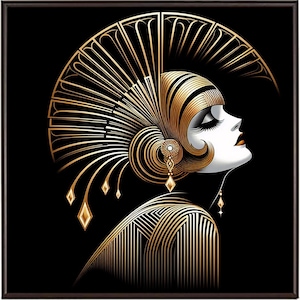 Art Deco Printable Wall Art Deco Flapper Stylized art deco wall art, digital download