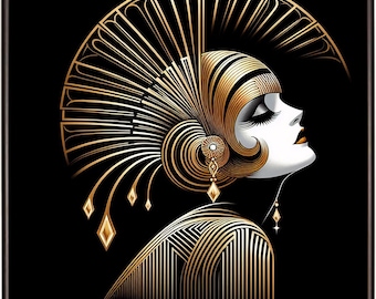 Art Deco Printable Wall Art Deco Flapper Stylized art deco wall art, digital download
