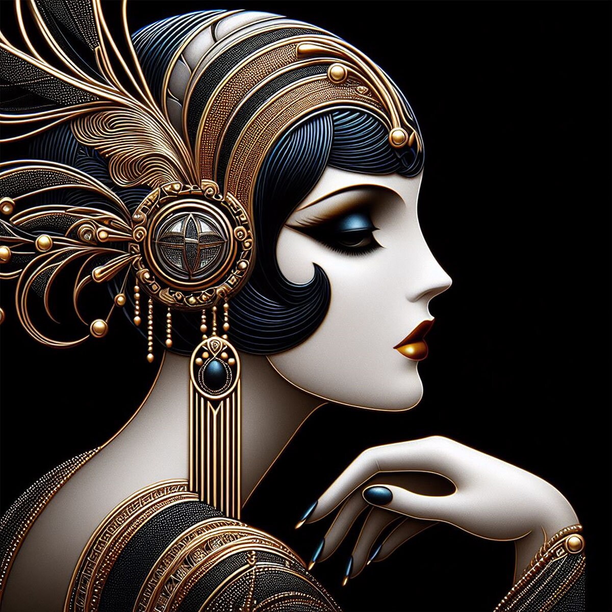 Art Deco Printable Wall Art Deco Stylized Flapper Art Deco Wall Art ...