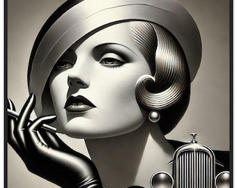 Art Deco "Star Quality" Wall Art Hollywood Glamour Wood Frame