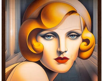 Retrato de arte callejero de Detroit "Blondie" enmarcado, mural de madera.