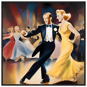Fred Astaire & Ginger Rogers gerahmte Wandkunst | Vintage Tanzdruck | Klassische Hollywood Glamour | Retro Film paar Home Decor