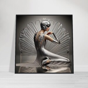 Art Deco Wall Art hollywood Silver Siren Classic Matte Paper Framed in