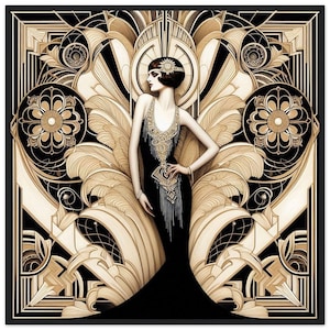 Art Deco Wall Art &quot;Regina Sinuosa&quot; Printed on Premium Matte Paper Framed in Wood. Impeccable image for your home, office or Art Deco fan.