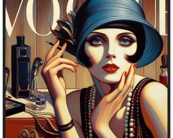 Art Deco Woman Framed Print | Vintage "Vogue Blue Hat" Poster