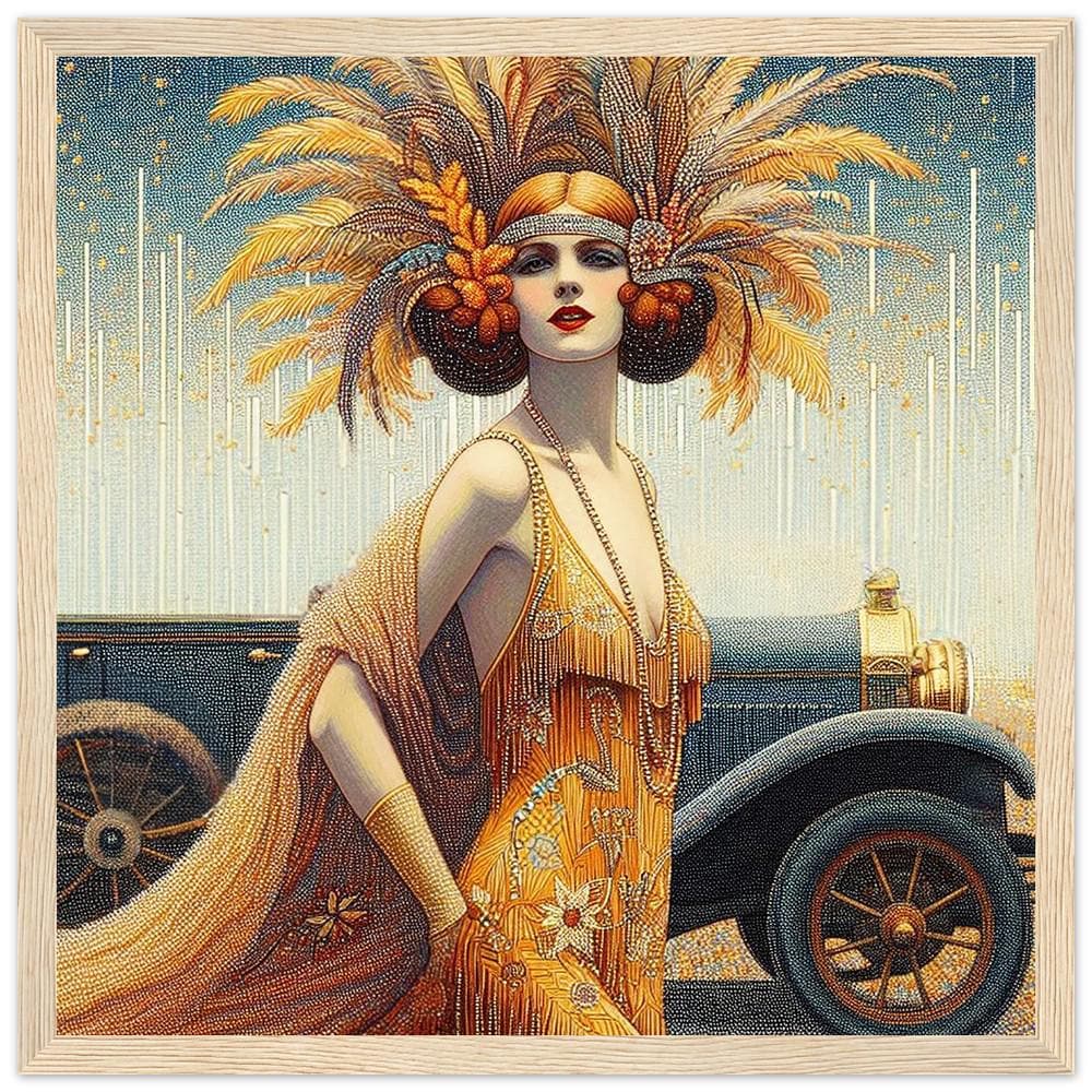 Art Deco Wall Art “mirage” Framed, Elegant, Vintage Car, Glam Jazz