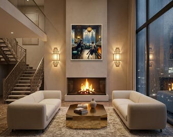 Art Deco Wall Art 'cocktails and Romance' – Framed Poster on