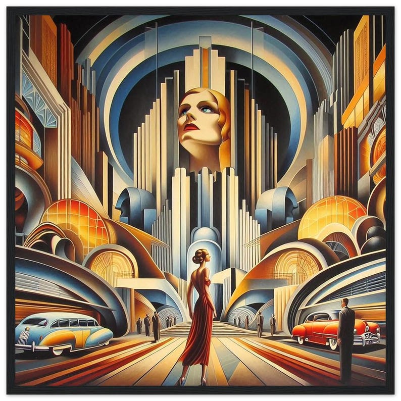 Art Deco Wall Art motor City Detroit Style Art Deco Wall Mural Premium