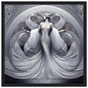 Arte murale Art Deco "Graceful Glam" Carta opaca di alta qualità con cornice in legno nero. Esalta il tuo spazio abitativo moderno con questa immagine elegante.
