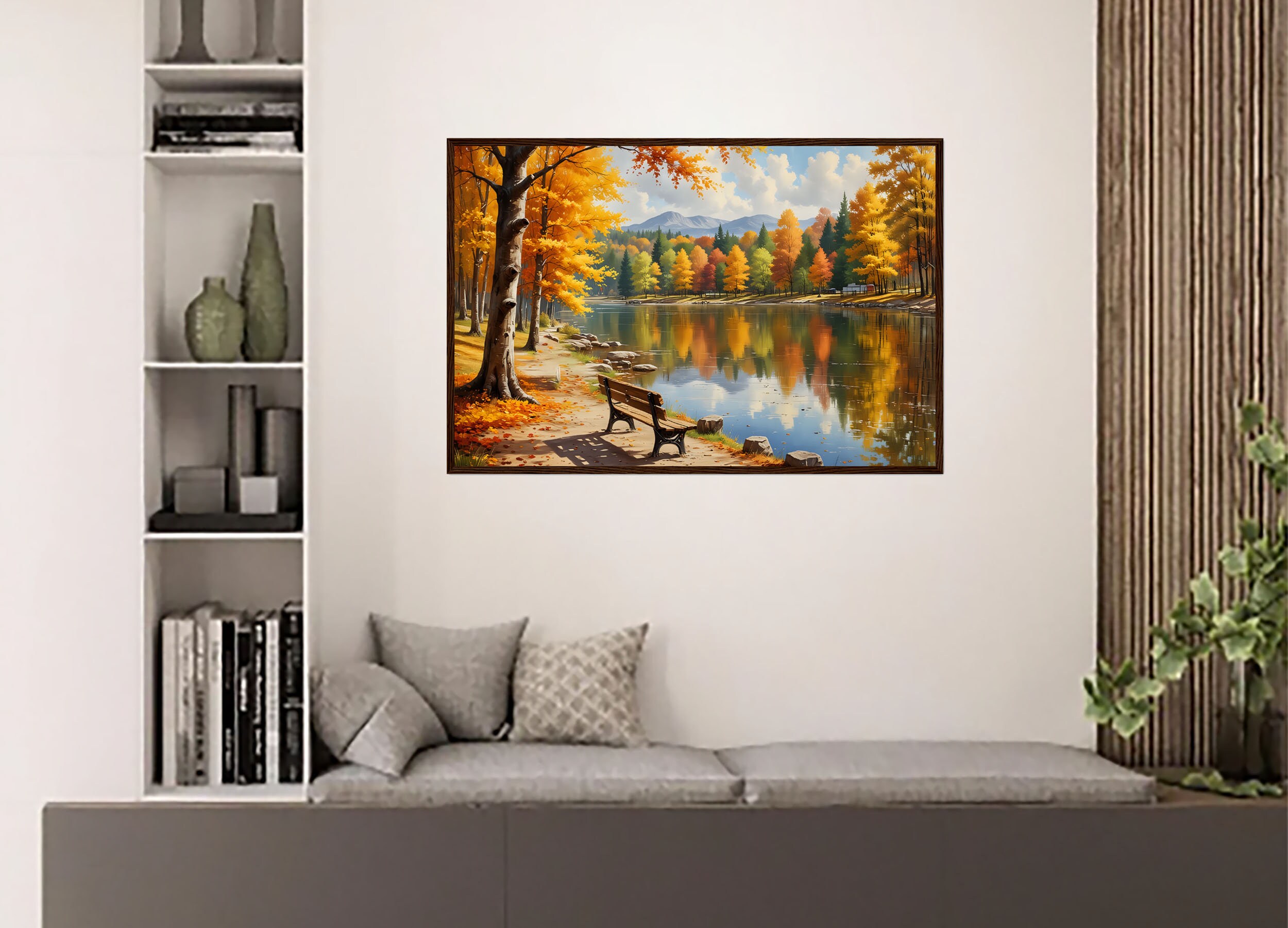 Wall Art Nature Lake Trees Landscape Fall Themed Artwork for Living ...