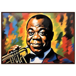 louis armstrong wall art &#39;Satchmo&quot; Wood Framed   Colorful Print,  louis armstrong print, poster